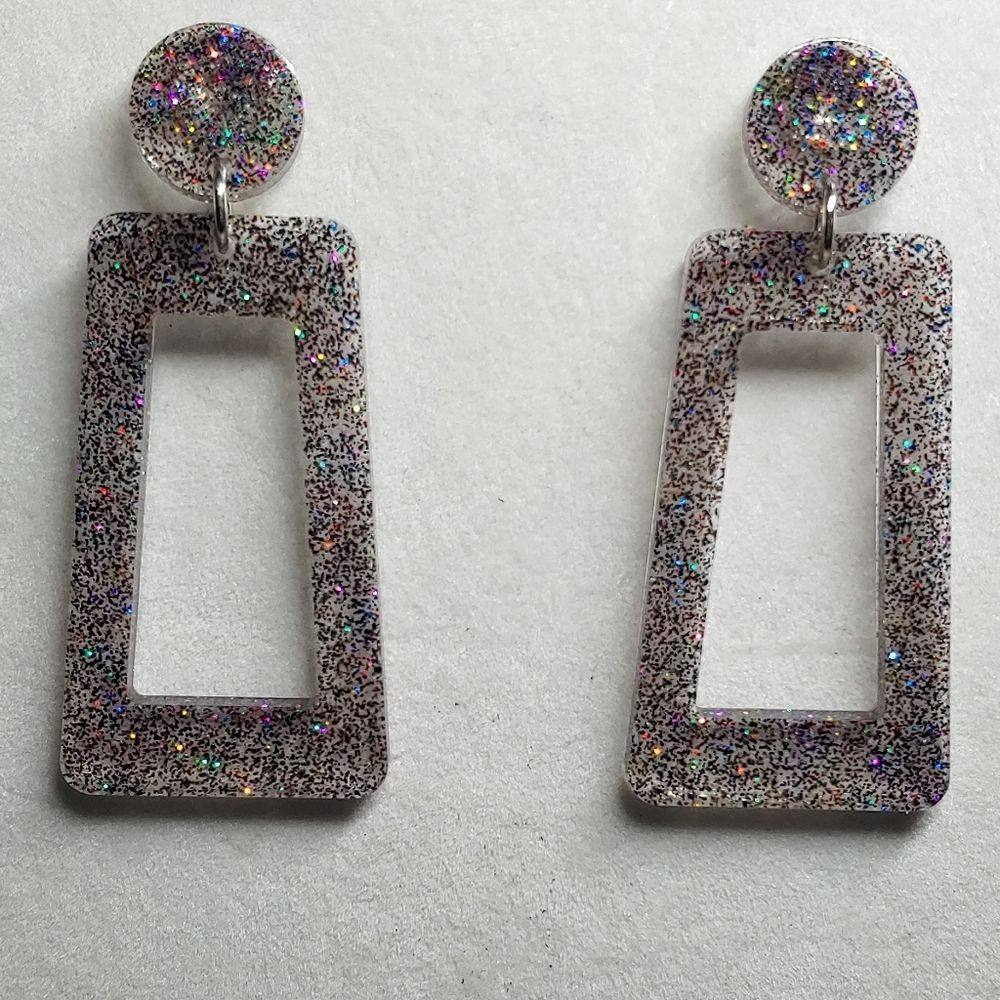 Earrings Multi. Color Glitter Studs - Picture 1 of 4